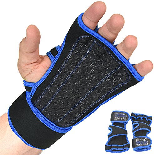 Grip Power Pads Cross Training Gloves with Wrist Support for Weightlifting & Fitness, Silicone Padding WODs, Gym Workout, No Calluses for Men & Women Weight Lifting Gloves