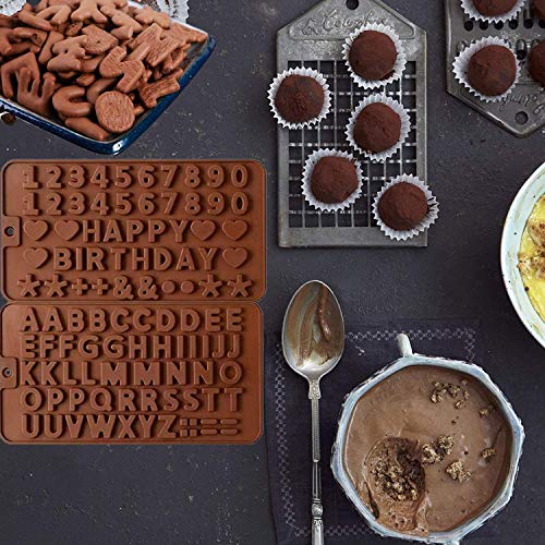 Silicone 16Pcs Baking Pan Set Molds Bread Loaf Pan 10 Muffin Cups Mold 2 Number Letter Chocolate Molds with 2 Basting Pastry Brush for Homemade Kitchen Cake Birthday Candy Biscuit (Letters+ Loaf Pan)