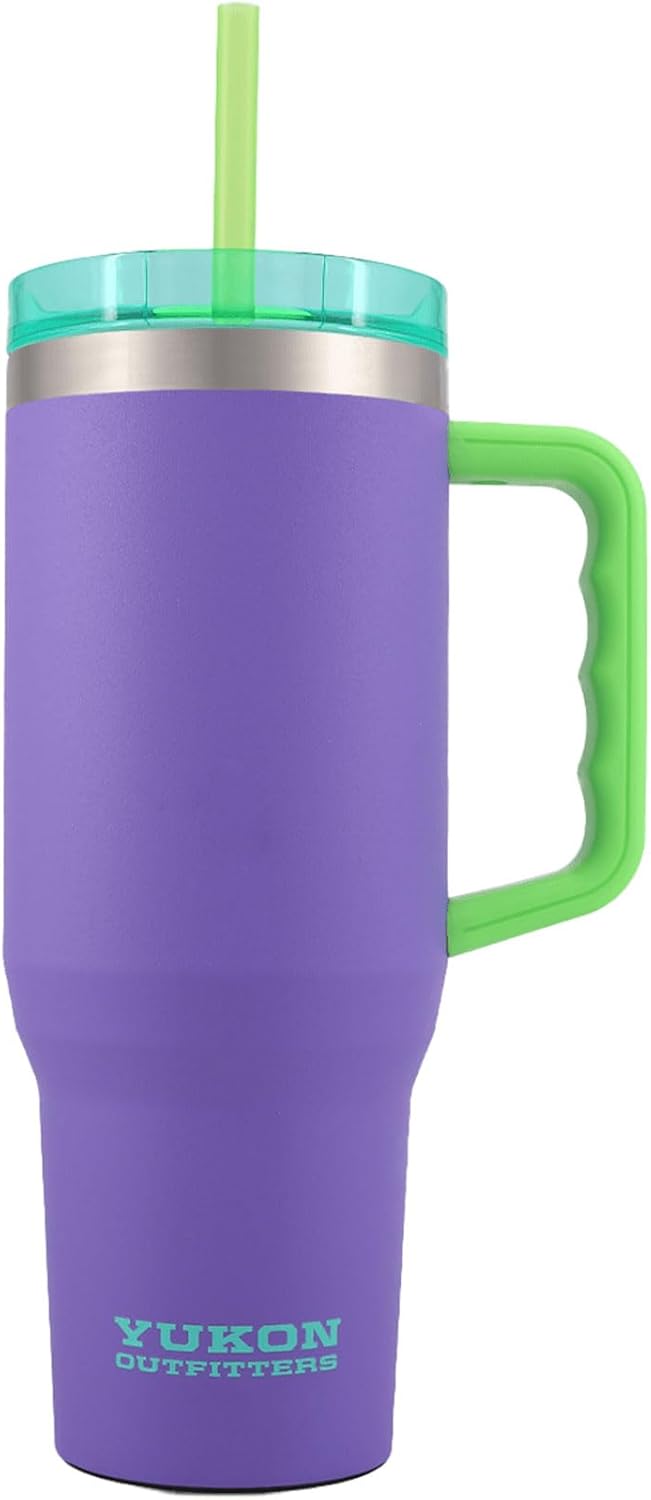 Yukon Outfitters Fit Forty 40oz Double Wall Vacuum Insulated Stainless Steel Tumbler with Reusable Straw & Ergonomic Handle | For Hot or Cold Beverage, Miami Beach