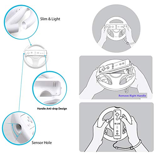 Arrocent Mario Kart Racing Wheel And Zapper Light Gun For Wii Wii U (Pack Of 2, White) #TOP3