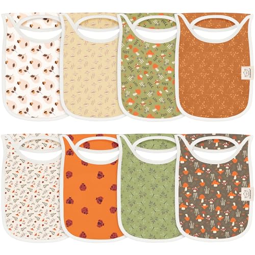 Image of KeaBabies 8-Pack Bibs for Baby Girl, Boy - Pullover Large Baby Bibs for Drooling and Teething Infant, Newborn,Soft & Absorbent Organic Cotton,Long Torso Coverage Keep Toddler Clean & Dry(Fall Spores)