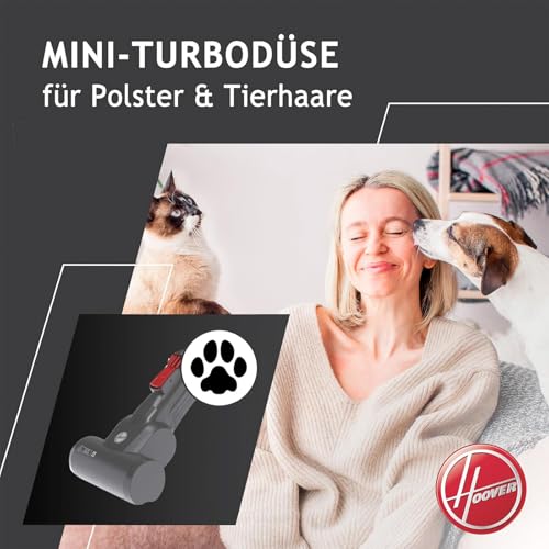 Hoover Akku-Staubsauger H-Free 100 für Tierhaare, 40min Laufzeit, LED-Licht, 40min Laufzeit, 0,9L XL-Staubbehälter, für Teppich/Auto/Sofa, Leichter Staubsauger kabellos 4