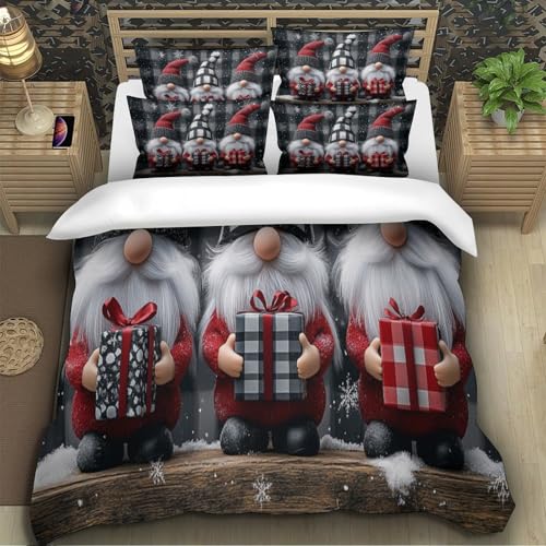 Parure de lit renard de noël 3D housse couette 220x240 zippée