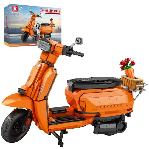 Moto técnica Reobrix con ramo de flores, maqueta decorativa para el salón