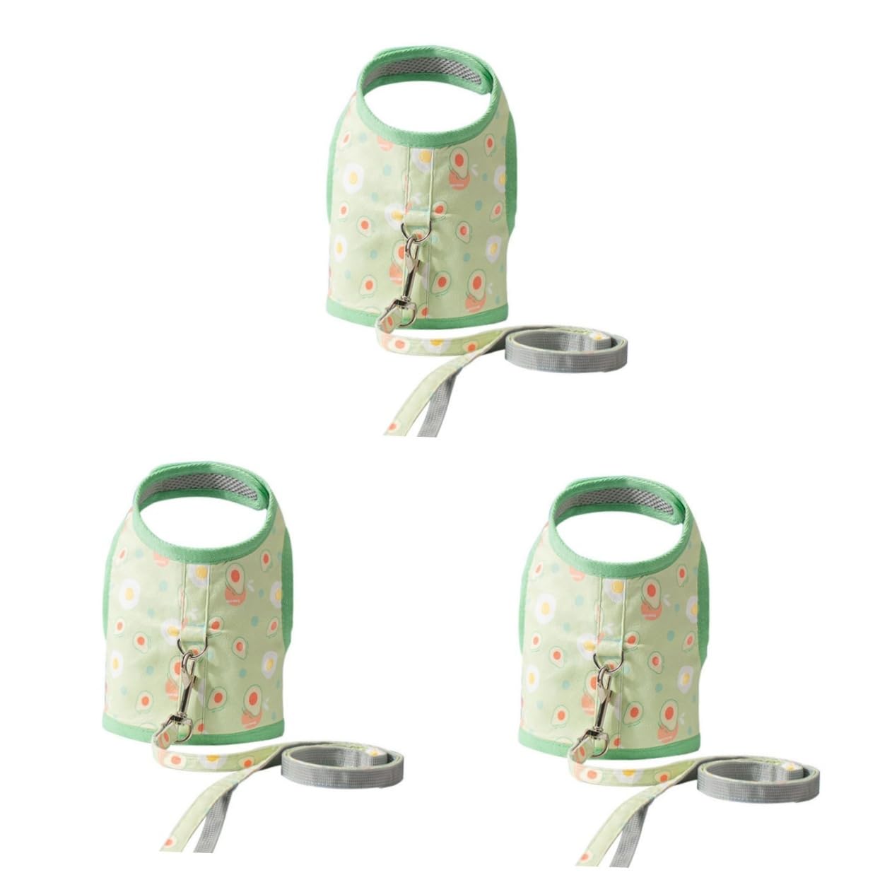 Happyyami 3sets Pettorina Per Cani e Gatti Con Guinzaglio Imbracatura Rete Traspirante Design Adorabile Resistente All Usura Per Passeggiate Sicure Avocado Taglia