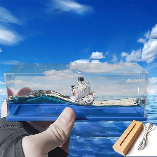 CBSHKLW Unsinkable Boat in A Box, Fluid Drift Bottle One Piece, Indoor Temperature Ornaments, 6 Styles, Optional USB Light-Emitting Models (Merry USB)