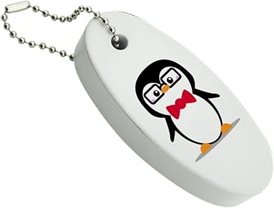GRAPHICS & MORE Cartoon Penguin with Bow Tie and Glasses Floating Keychain Oval Foam Fishing Boat Buoy Key Float