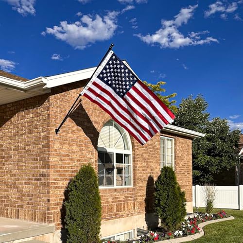 ZMTECH American Flag with Pole- 6FT 1" Stainless Steel Flag Poles with Holder for Outside House, Upgraded Tangle Free Rings and Bracket, Residential or Commerical (Black, No Light) by ZMTECH - Image 2