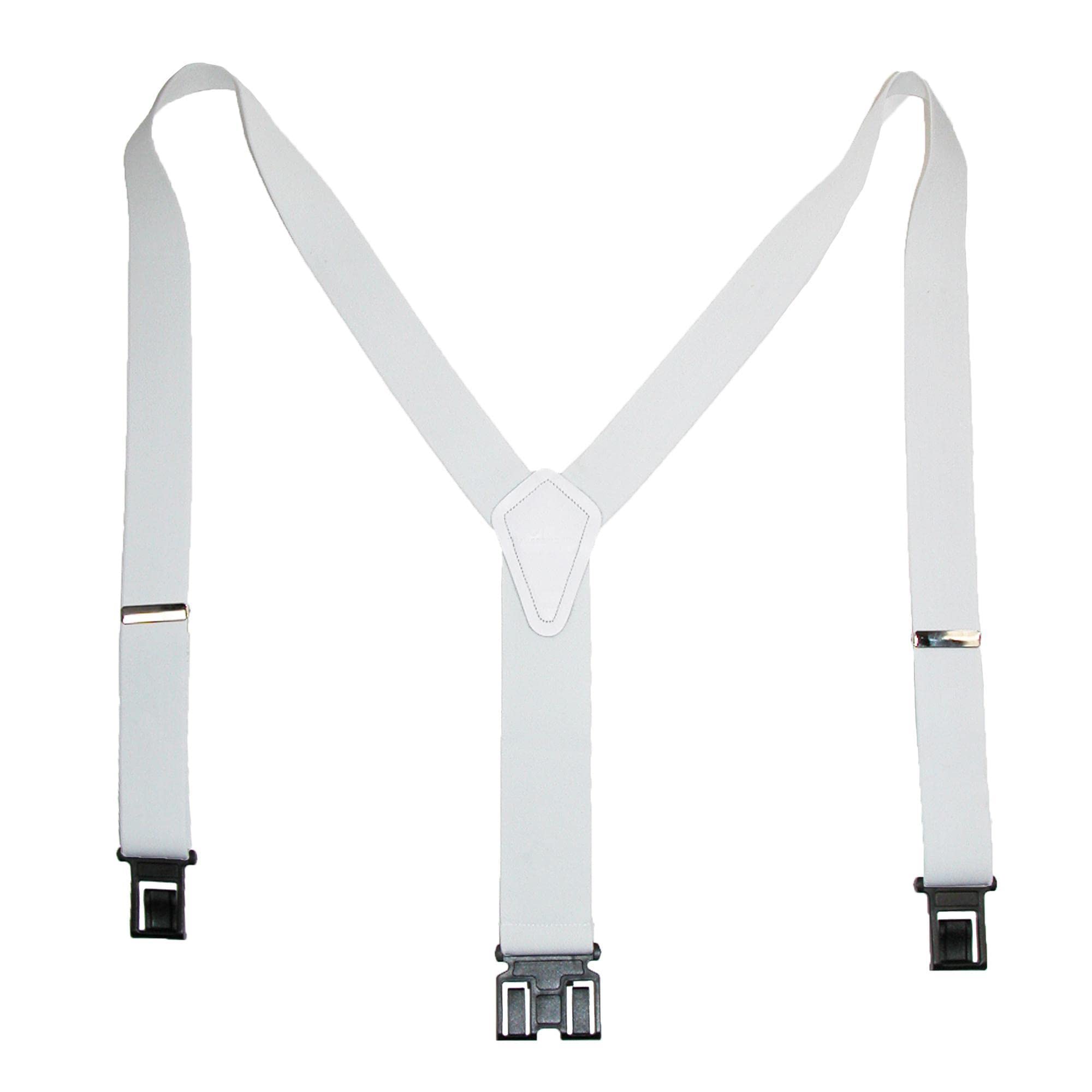 Mens Elastic Hook End 1 1/2 Inch Suspenders (Tall Available) White/Regular AD