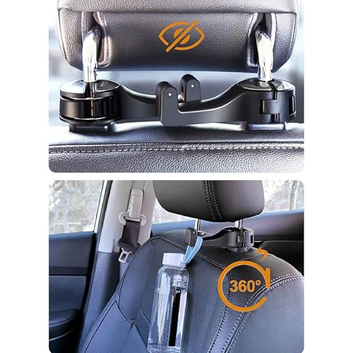 mg mega oto market 2 in 1 Car Seat Hooks Car Headrest Hidden Hook 2Pcs | 360° Rotation Car Headrest Hook with Phone Holder, Car Back Seat Hook, Purse Hook for Car, Headrest Hooks for Car