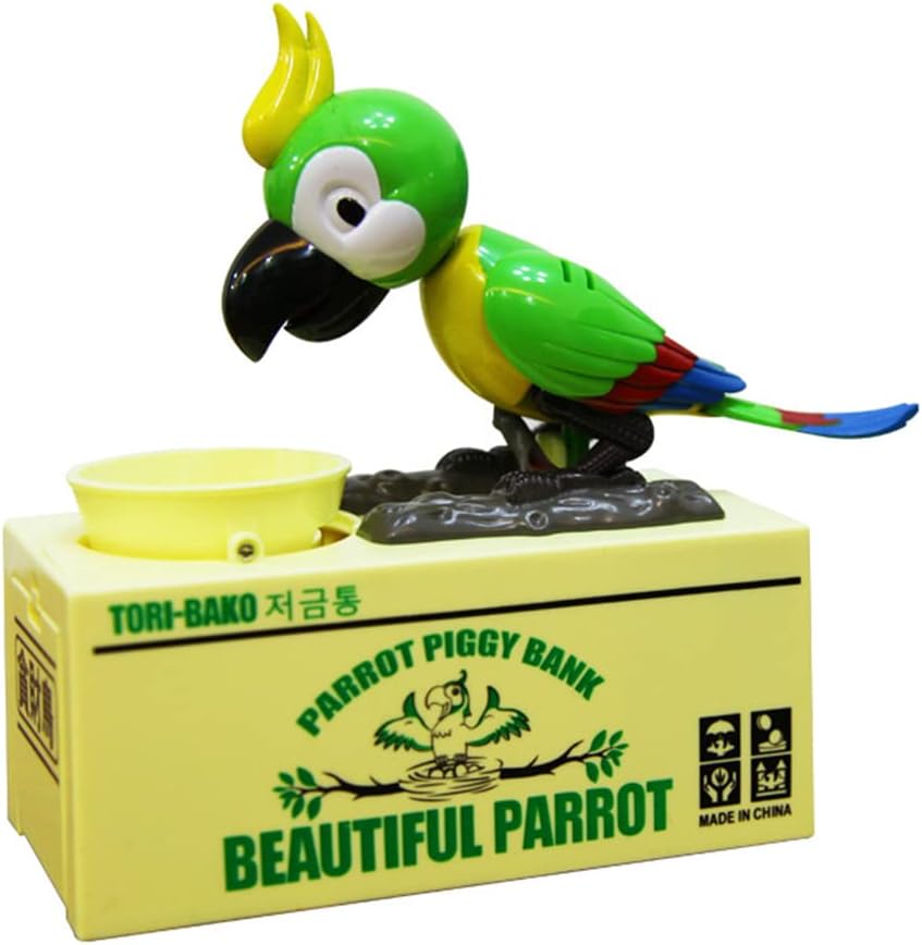 Forever Lover Stealing Coin Money Box, Piggy Bank Stealing Money Coin and Saving Coins Penny Box Bank Birthday for Kids and Children (Gree Bird)