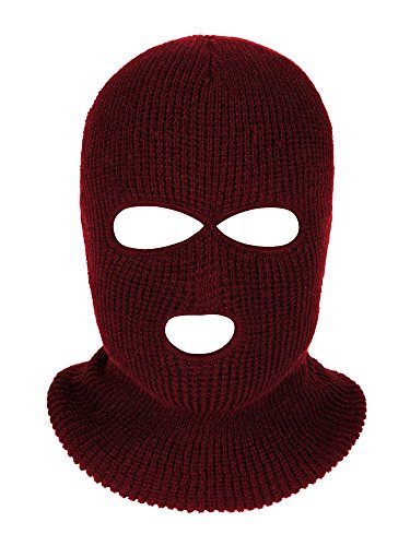 SATINIOR 3 Hole Ski Mask Full Face Balaclava Knitte Wine Red M