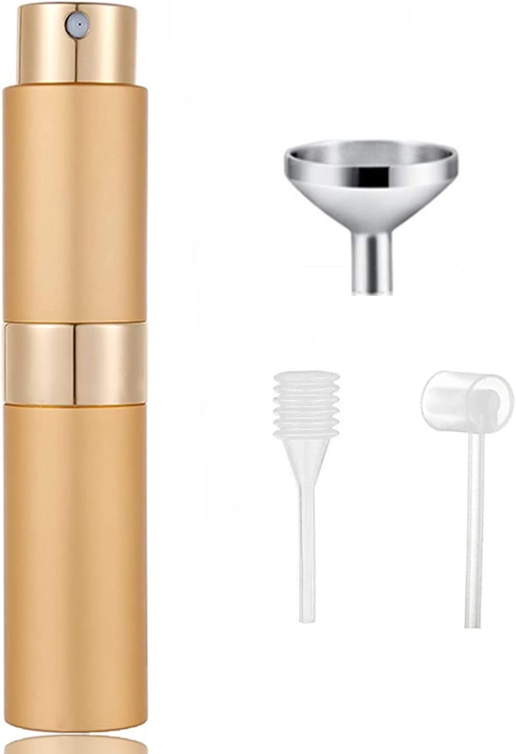 SONGQEE 8ml Travel Perfume Atomiser Refillable, Mini Refillable Perfume Bottle Aftershave Spray Bottle, Upgraded Perfume Atomizer Perfume Pod and Refill Pump for Outdoor Traveling (goloden)