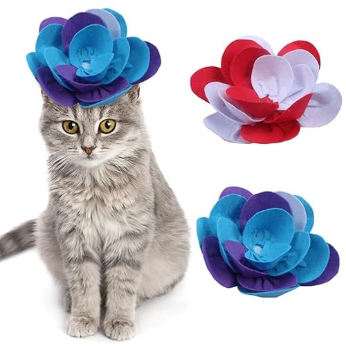 Fantasia elástica ajustável de gato de Natal pano de feltro engraçado gatinho flor chapéu falso roup