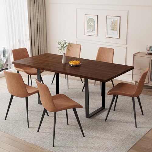 Top 10 Best Wooden Extendable Dining Tables for Every Home 10 ZckyCine 67" Expandable Walnut Dining Table and 6 Upholstered Cha...
