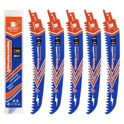 Image of Japanese Teeth Reciprocating Saw Blades 7 inch 5PCS - Curved Edge Wood Pruning Saw Blades 6TPI for Tree Trimming,Wood Cutting,Cr-V Sabre Saw Pruning Blade