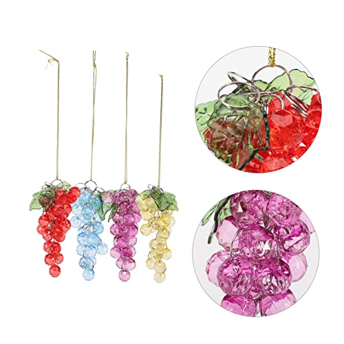 Yarnow 4Pcs Artificial Grapes Home Goods Decor Wedding Decorations For Ceremony Artificial Fruit Grapes Crystal Glass Fruit Christmas Grape Ornament Grape Decoration Home Supplies Pendant #TOP4