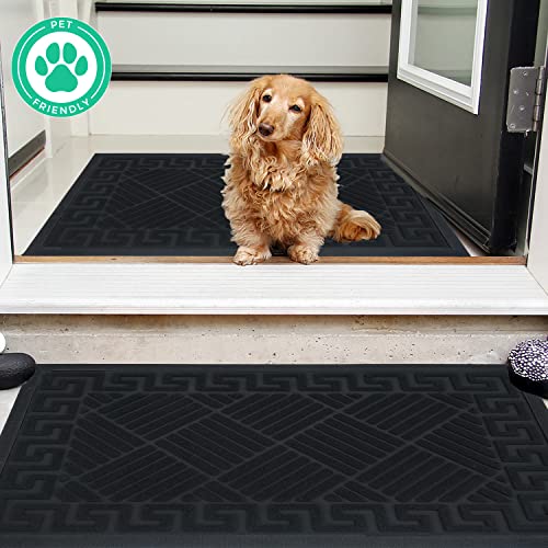2 Pack Front Door Mats Outdoor Indoor 30X18 Heavy Duty Rubber Welcome Mats Outdoor Non Slip Patio Entryway Rug, Door Mats Outside Inside Entry Waterproof, Doormat Outdoor Mat For Home Entrance, Black #TOP4