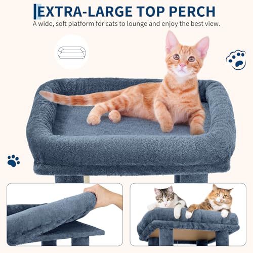 Torre para gatos grande de 61.4 pulgadas con rascadores y camas miniatura 3