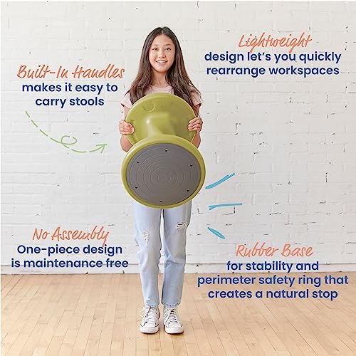 Image of ECR4Kids Twist Active Wobble Stool, 18in Seat Height, Classroom Furniture, Fern Green