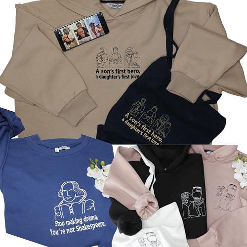 Bestickter Personalisierte Geschenke für Frauen und Männer-Weihnachtspullover-Beste Freundin Geschenke für ihn-jahrestag-Mama-Papa-Foto Geburtstagsgeschenk-Partner Geschenke-oversize damen Hoodie