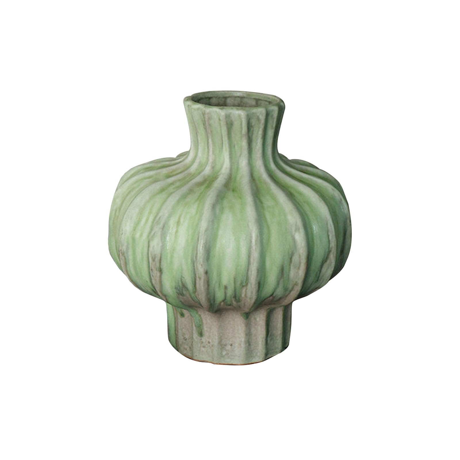 Nzzkoides Green B Home Art Vase, Creative Green Vintage Vase, Ornament For Living Room, Bedroom, Study Room, Shelf, Hotel, Farmhouse, Ceramic, Irregular Shape(Size:25 * 25 * 27Cm,Color:green B)