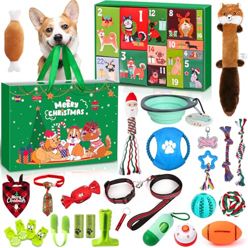 iZoeL Adviento Calendario Perros 2025 Calendario Navidad 24 Juguetes Perros Collar Perro Regalo Navidad Amante Perros Calendario Adviento Reutilizable Regalos