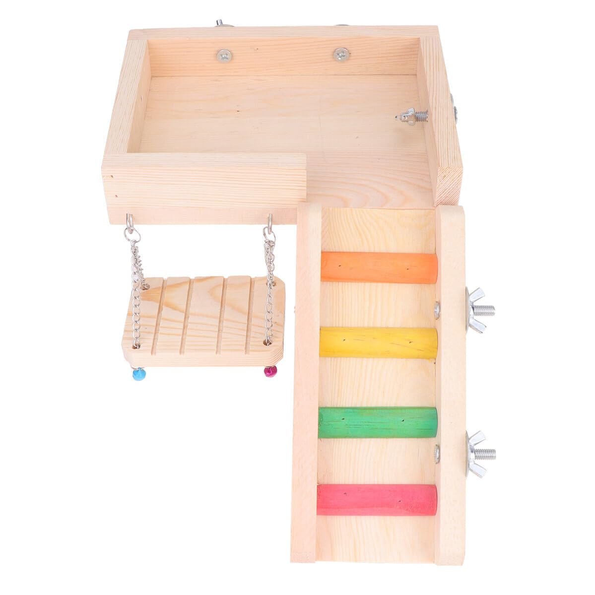 Perroquet et Hamster avec Balancoire Échelle et Grenier Accessoire Amusant pour Oiseaux et Petits Animaux de Exercice Exploration