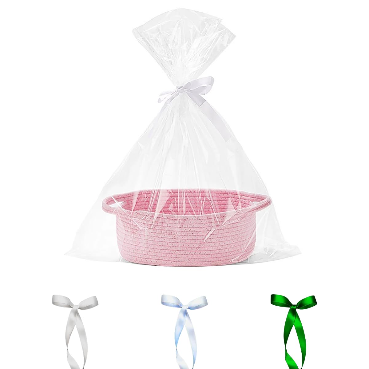 XianXiKaiTech Small Woven Basket with Gift Bags and Ribbons for Toy Storage Living Room