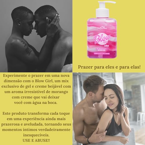 Blow Girl Gel Deslizante Hidratante Hot Flowers Aromatizante Beijavel Sabor Morango Com Creme Para O