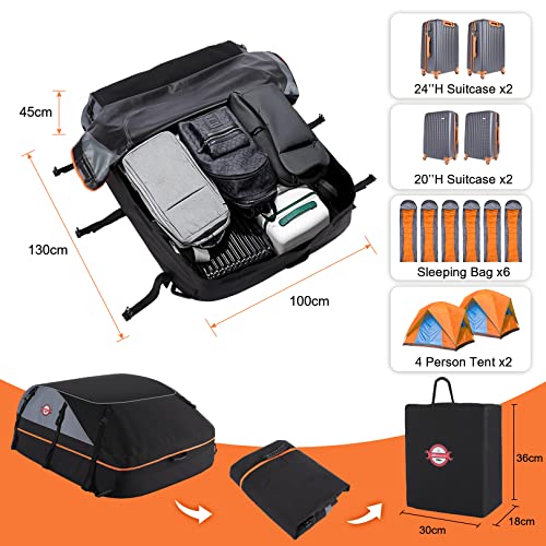 Sailnovo Rooftop Cargo Carrier, Car Roof Bag 21 Cubic Feet Waterproof Car Top Carrier Vehicle Softshell Rooftop Carriers, For All Cars With/Without Rack With 6 Door Hooks, Anti-Slip Mat & Storage Bag #TOP5