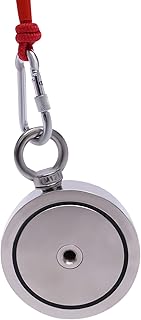 2625 Lbs Fishing Magnet Kit, Double Sided Salvage Magnet Kit with 100ft Rope Strong Round Neodymium Pull Force Rope Carabiner