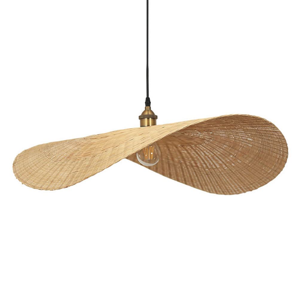 OZBMA Bamboo Ceiling Light Modern Natural Wicker Woven Pendant Light, 1-Light Handwoven Lamp Scandinavian Lighting Fixture for Kitchen Dining Room Living Foyer (size_name 40cm/15.7in)