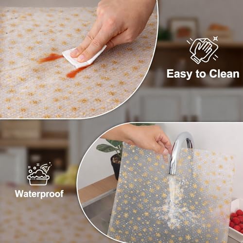 Image of SHOPPOFOBIX Kitchen Mat EVA Food Grade Multipurpose Washable Anti Slip Mat /Sheet for Fridge, Shelf Liner, Table, Kitchen Drawer mat (Golden Mini Flower)
