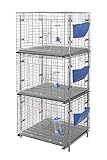 Stackable Rabbit Cage with Feeder and Water Bottle, 24 x 24 x 16 inches, Guinea Pig Ferret Bunny Hutch (3)