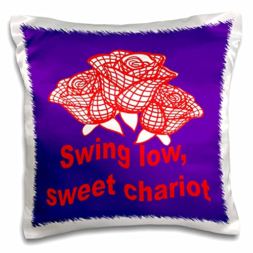 16x16 inch Pillow Case - Swing Low Sweet Chariot with Red Roses Vector Art- English Rugby