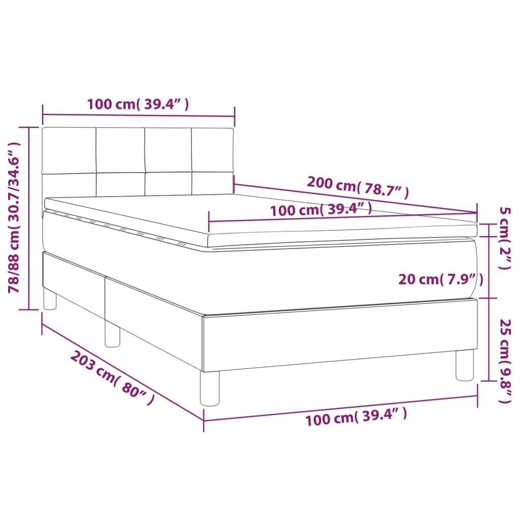 tkanina oddychająca z regulowanym zagłówkiem LED 100x200 cm kremowy | Łóżko kontynentalne z materacem kremowe 100x200 cm tkanina z LED i regulowanym zagłówkiem do sypialni