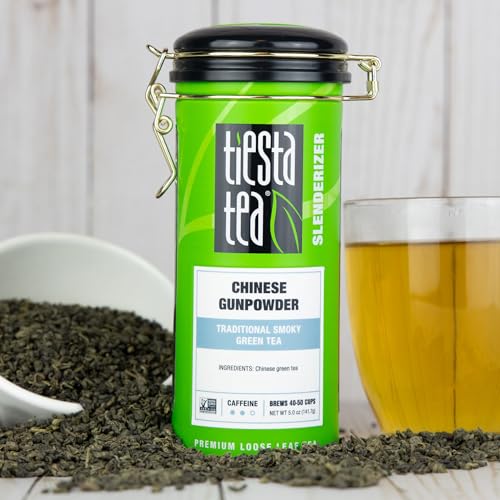 Image of Tiesta Tea - Chinese Gunpowder, Loose Leaf, Traditional Smoky Green Tea, Premium Aromatic Blend, Medium Caffeinated, 50 Cups, 5 Ounce Refillable Tin