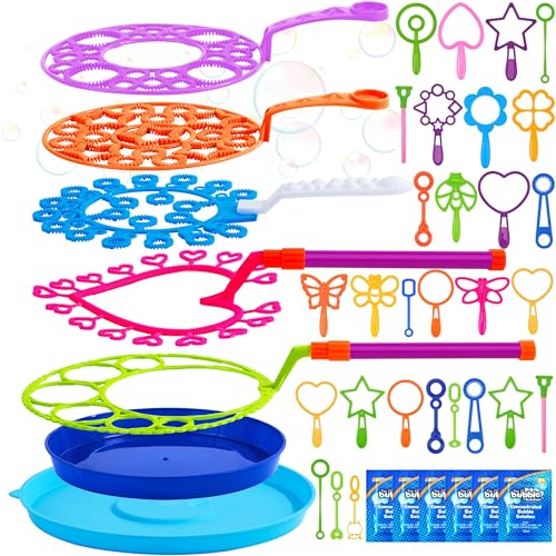 JOYIN Conjunto de bastões de bolhas gigantes, brinquedos com bandeja a granel, fabricante de bolhas grandes para crianças e adultos, brinquedos de verão, aniversário, atividades ao ar livre, Páscoa