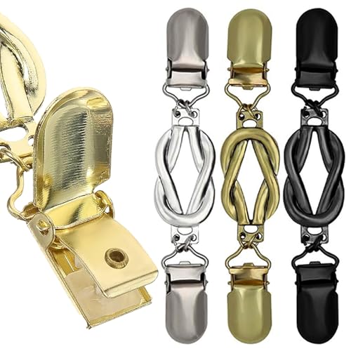 ZeriLion 3 Pack Vintage Cardigan Clip Set | Decorative Cardigan & Shawl Collar Clips for Women | Metal Dress Back Cinch & Clothing Fastener for a Perfect Fit, Fashion Accessory