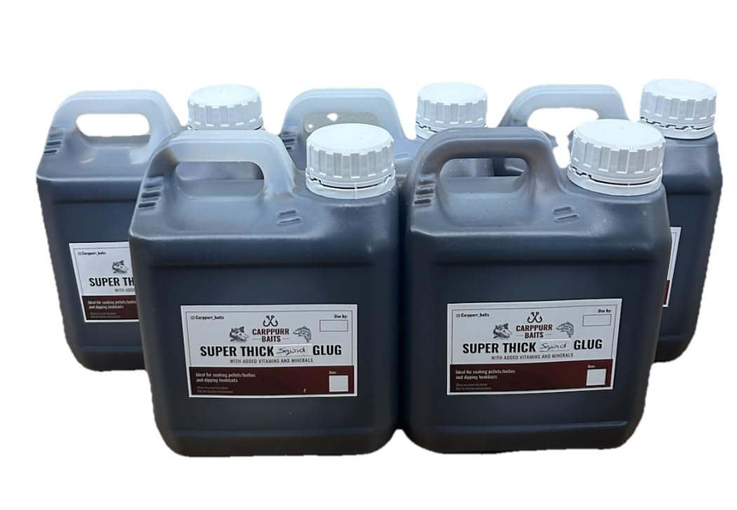 Carppurr baits Super Thick Squid Glug 500ML-1L-2L-3L-5L – Premium Carp, Catfish & Sturgeon Fishing Attractant – High-Strength PVA Friendly Liquid Bait Soak – Long-Lasting Amino-Rich Formula (5 litre)