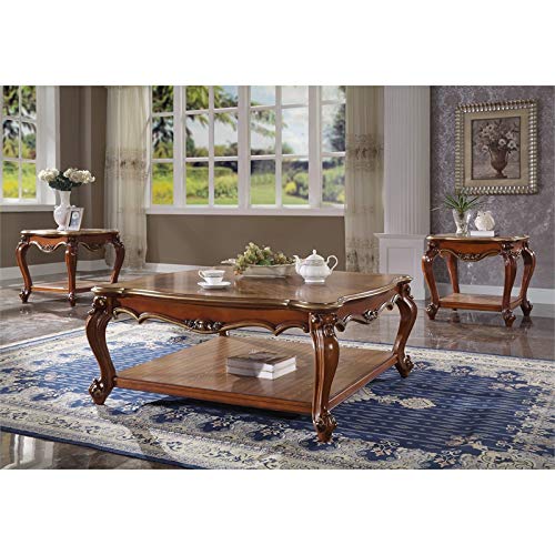 Amazon.com: Acme Picardy Square Wooden Coffee Table with Bottom