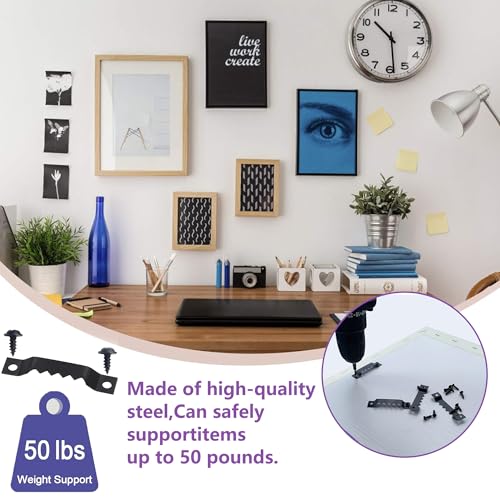 20 Stück Sägezahn Bildaufhänger Metall Bilderaufhänger mit Schrauben Bilderrahmen Aufhänger für Schwere Bilder LeinwäNde Uhren und Handwerksartikel (Schwarz)