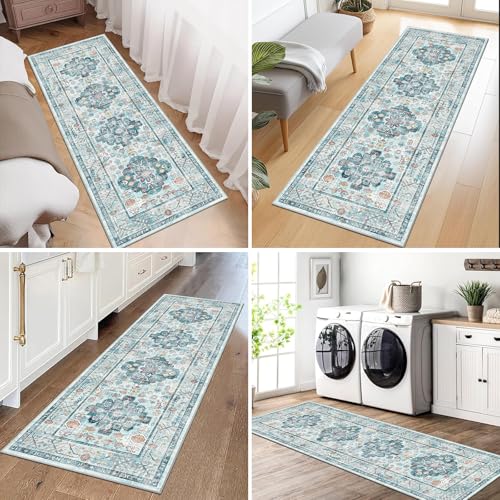 Pauwer Boho Hallway Runner Rug 2x6 Washable Entryway Area Rugs Non Slip Farmhouse Vintage Floor Mat Carpet Runner for Hallways Laundry Room Kitchen Bathroom Bedroom
