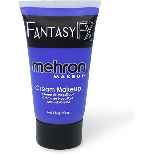 Mehron Makeup Fantasy FX Cream Makeup | Water Based Halloween Makeup | Blue Face Paint & Body Paint For Adults 1 fl oz (30ml) (Blue)