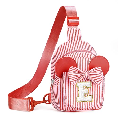 Image of Birthday Gifts for Girls, 2 3 4 5 6 7 Year Old Girl Birthday Gift | Red Small Initial Crossbody Bag Fanny Pack Purse for Kids Belt Bag Personalized Gifts for Daughter Sister (Red E)