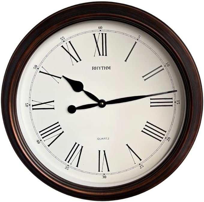 RHYTHM Plastic Bronze Finish Analogue Wall Clock (46.5x46.5x7.0 cm)