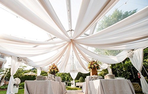 Tablecloth Market White Sheer Voile Chiffon Ceiling Drape 10 Ft W X 30 Ft H Panel Wedding