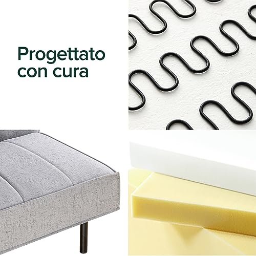 Zinus Quinn Divano Letto Click Clack 96 X 168 Cm - Divano Letto Pieghevole - Adatto Per Camere E Spazi Compatti - Grigio - 5