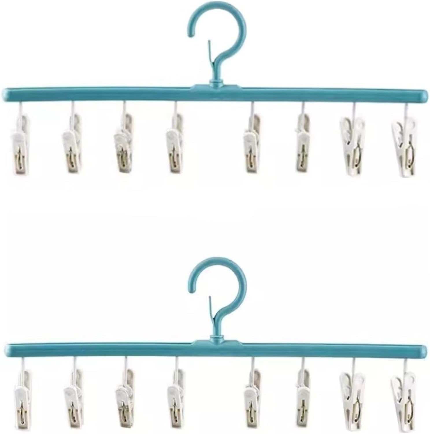 XIUNYIE Hangers Clothes Drying Hanger with 8 Clips 360 Degree Rotatable Windproof Plastic Laundry Hanger Underwear Durable for Suit Pink, Blue, 2pcs